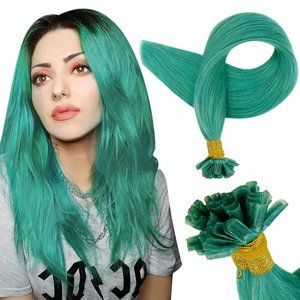 20" 100% Human Hair U Tip Extensions 25pcs 25g TEAL